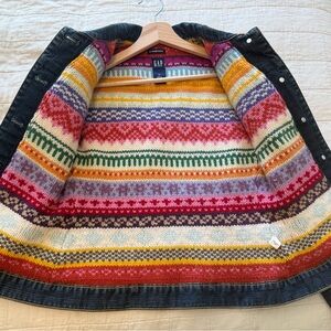 Vintage GAP XS Denim Jean Jacket with Cozy Knit Wool Lining